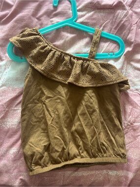 Old Navy Brown One-Shoulder Ruffle Girls Tank Top